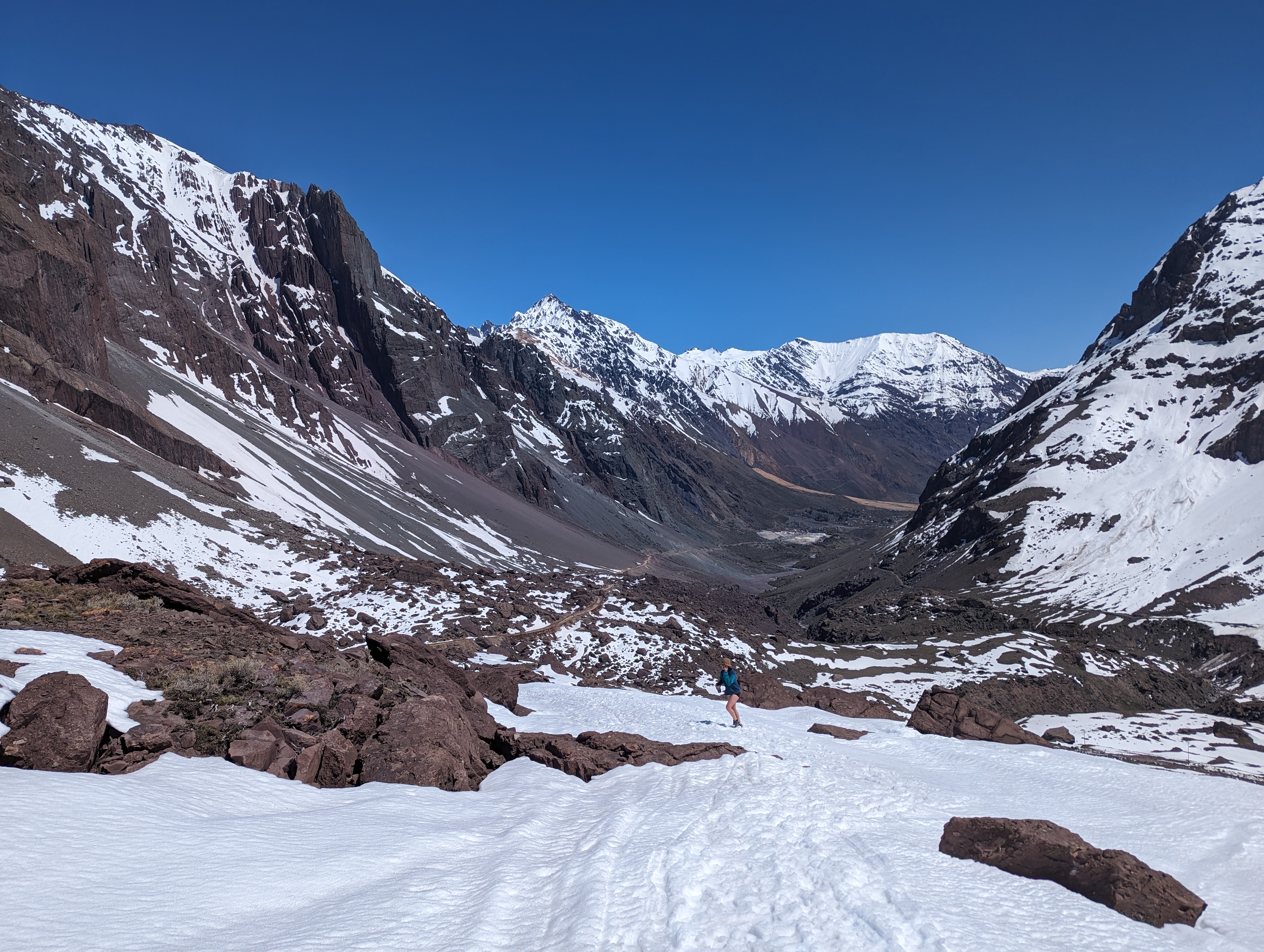 Snow-filled alpine valley